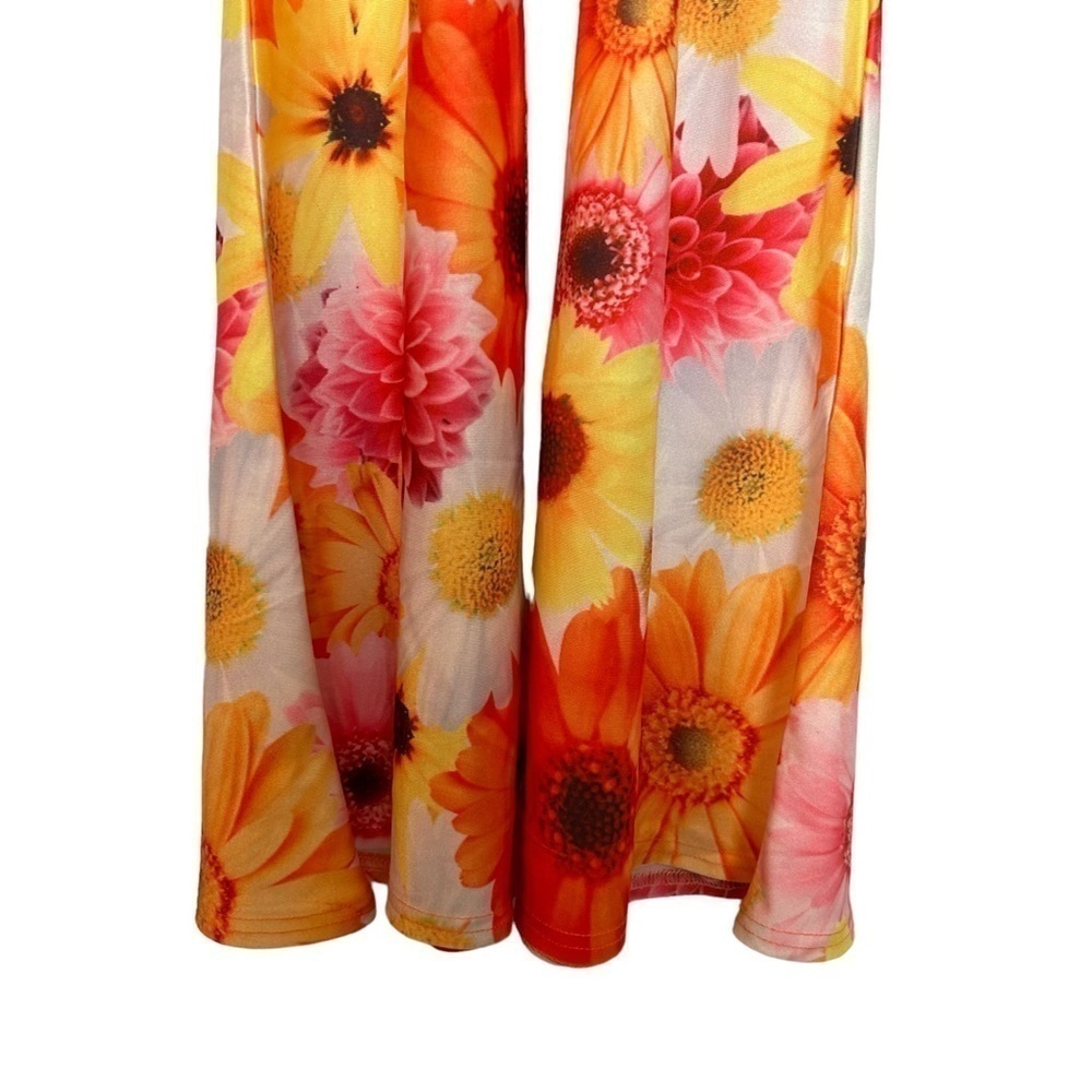 70’s Inspired Retro Bright Floral Bell Bottom Pants - Picture 6 of 10